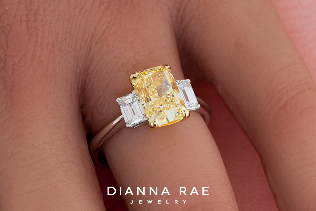3-Stone Yellow Diamond Ring - Image 3