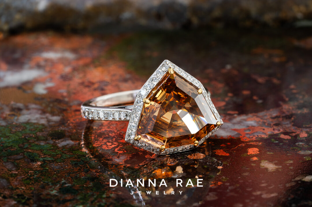Shield Brownish-Orange Diamond Ring - Image 2