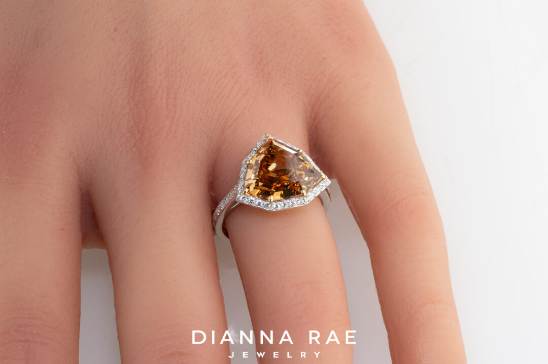 Shield Brownish-Orange Diamond Ring - Image 4