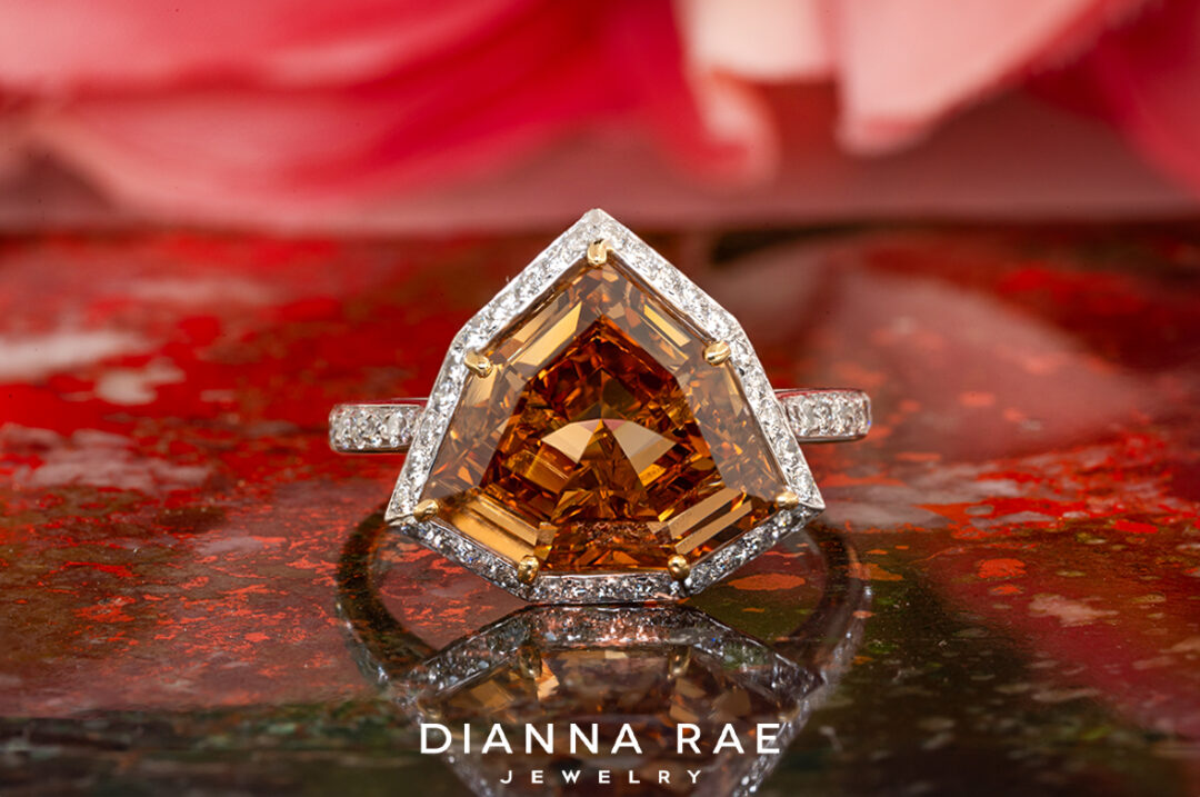 Shield Brownish-Orange Diamond Ring