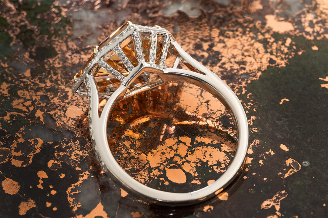 Shield Brownish-Orange Diamond Ring - Image 3