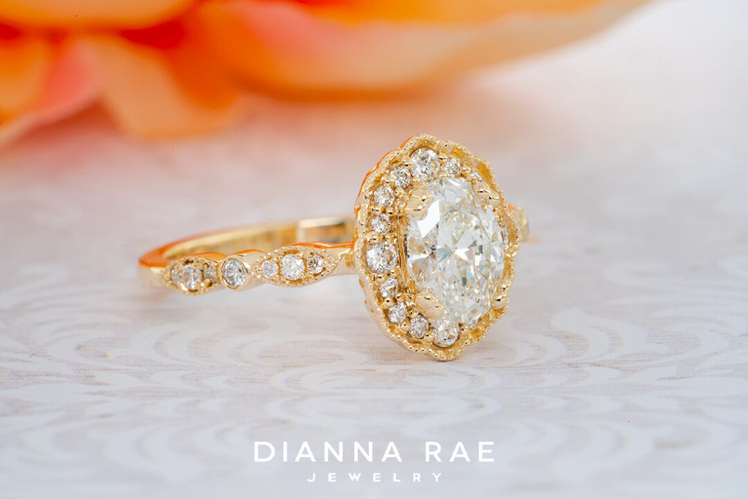 Magnolia Petal - Yellow Gold Diamond Engagement Ring - Image 2