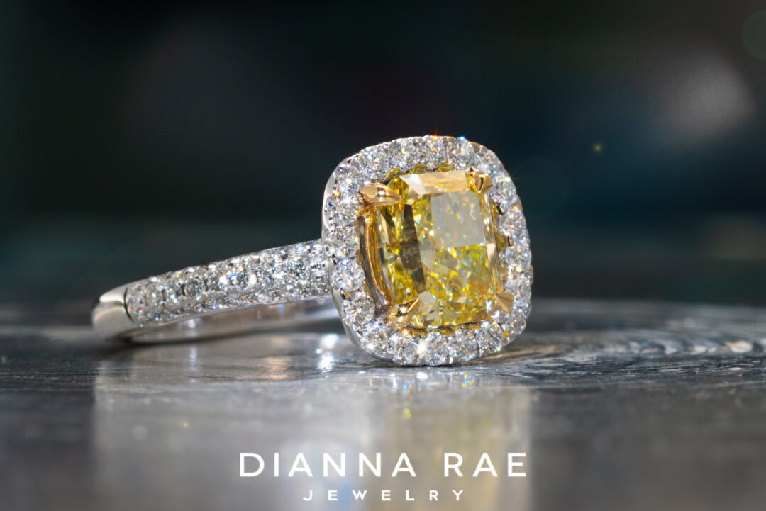 18K White Gold & Yellow Diamond Ring