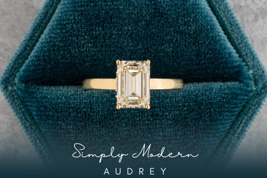 "Audrey" Emerald Engagement Ring - Image 3