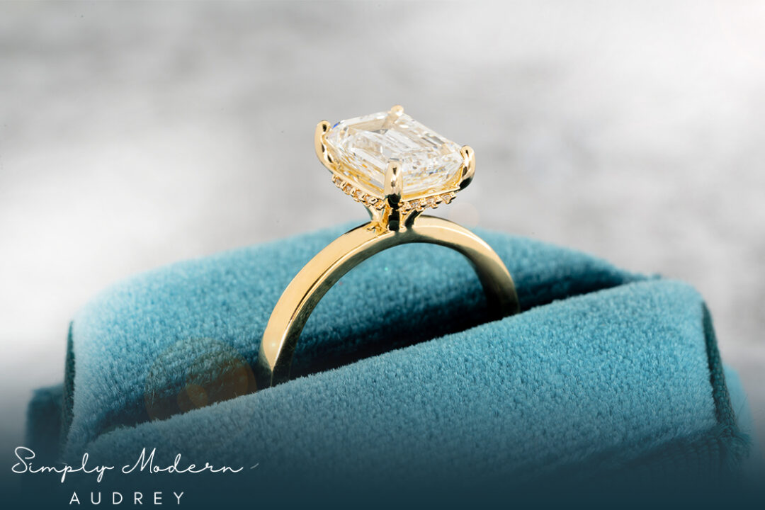 "Audrey" Emerald Engagement Ring - Image 2