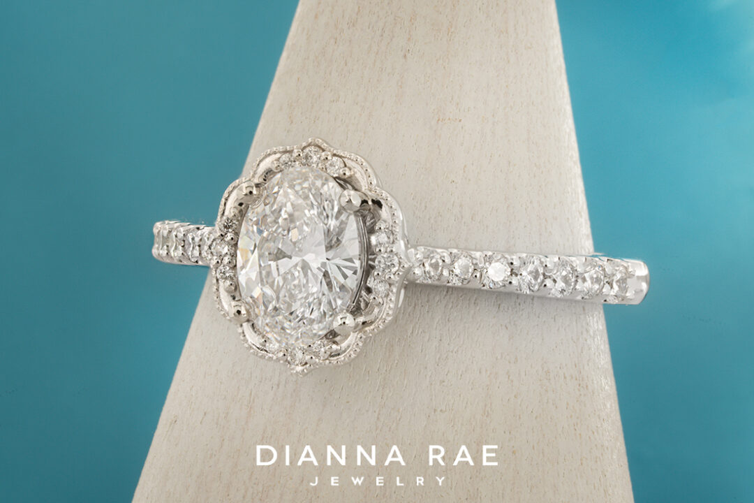 Daisy Blossom - White Gold Oval Halo Engagement Ring - Image 2