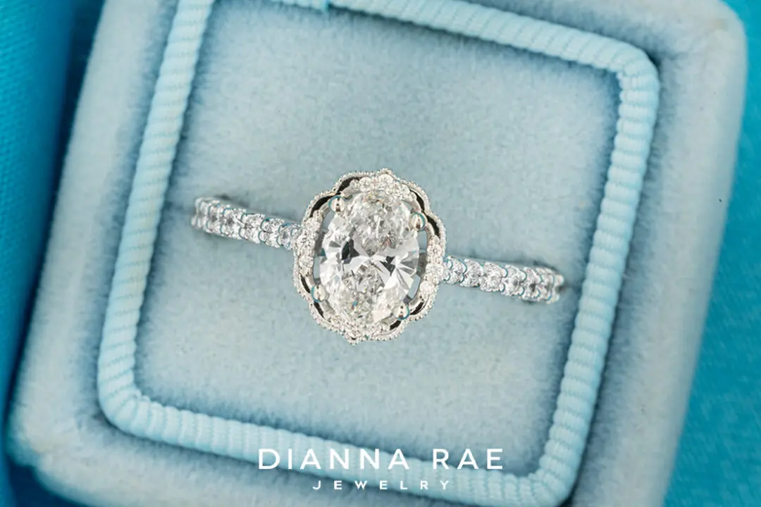 Daisy Blossom - White Gold Oval Halo Engagement Ring