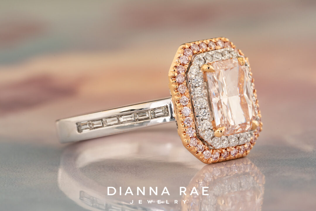 Couture Two-Tone Natural Pink Diamond Double Halo Ring - Image 3