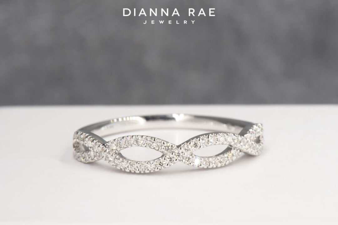White Gold Cross-Over Diamond Band - Image 2