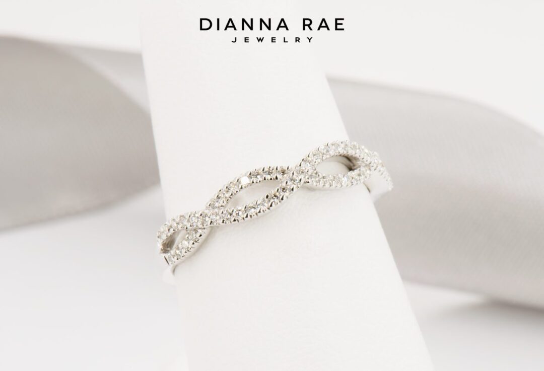 White Gold Cross-Over Diamond Band - Image 3