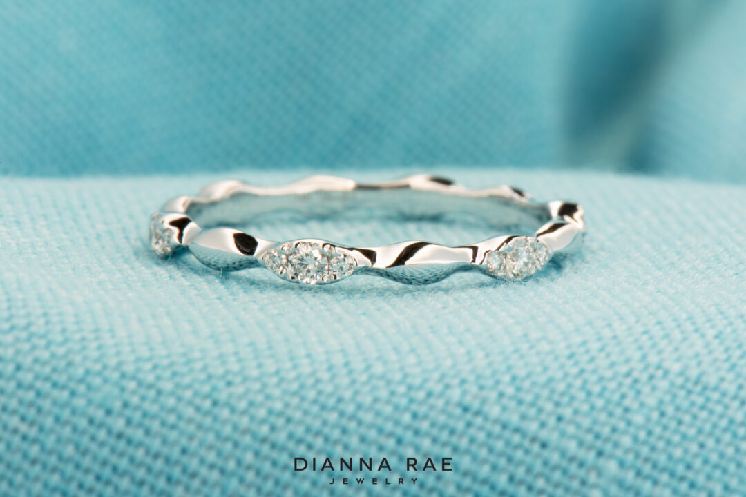 White Gold Diamond Accented Scalloped Band - Image 2