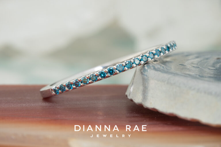 14K White Gold Blue Topaz Band