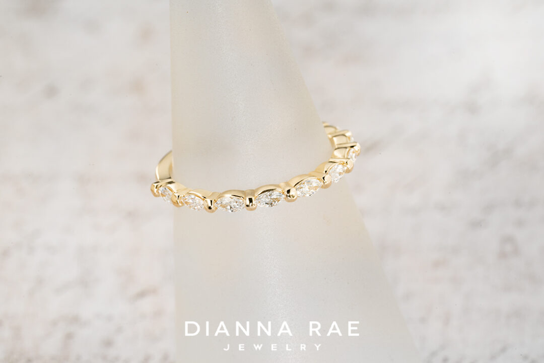 14K Yellow Gold Marquise Diamond Band