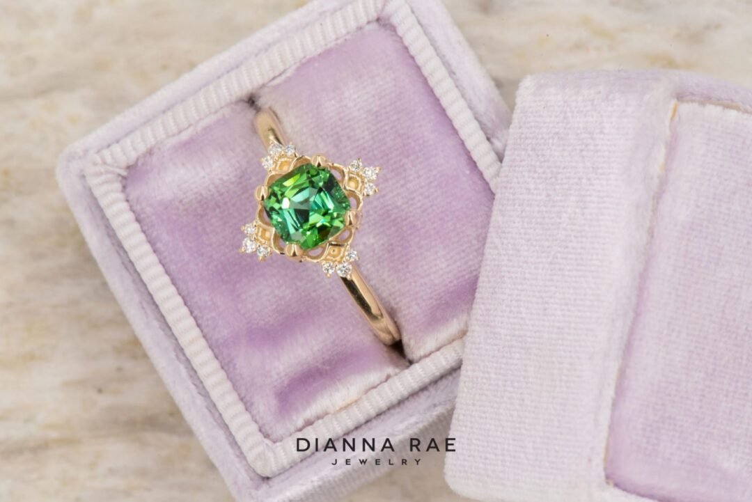 Yellow Gold Green Tourmaline Ring - Image 2