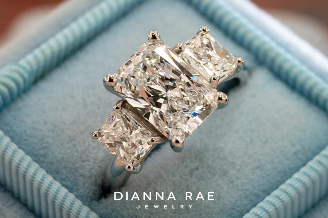 3 Stone Radiant Cut Ring on 14K White Gold