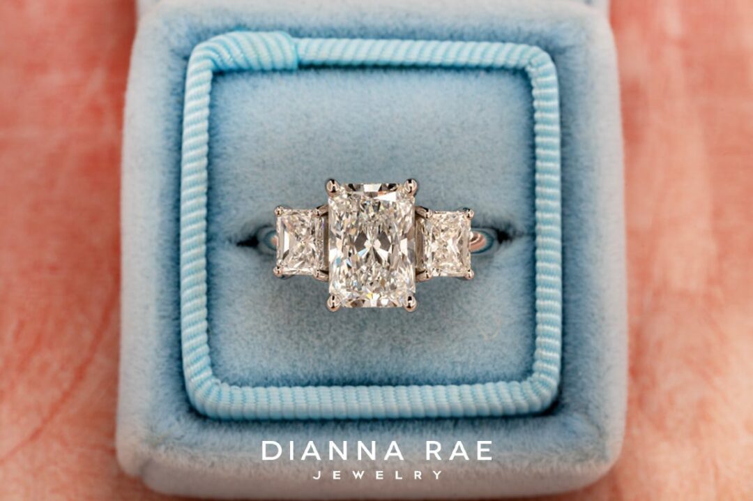 3 Stone Radiant Cut Ring on 14K White Gold - Image 2