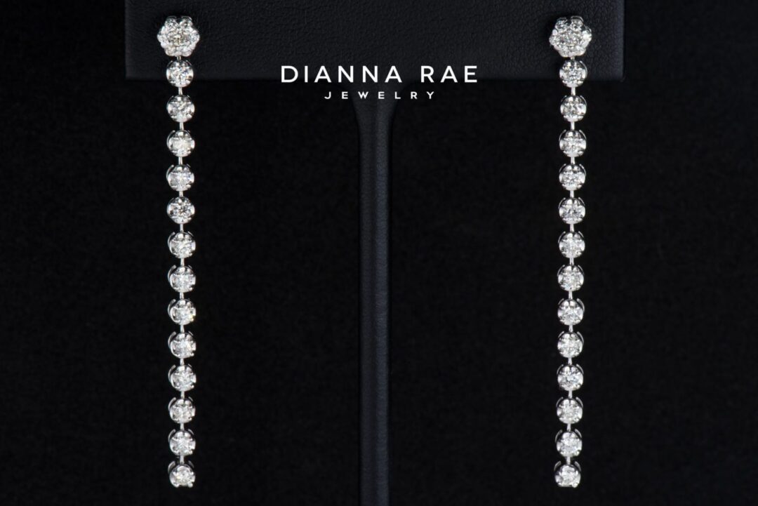 White Gold Round Diamond Drop Earrings