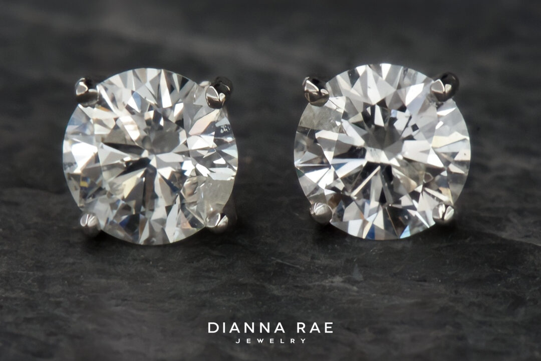 14K White Gold Natural 1.02 Carat Total Weight Diamond Studs - Image 2