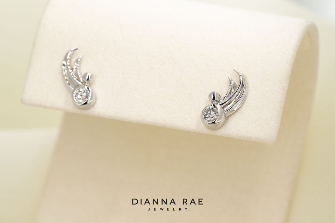 White Gold Space Angel Earring