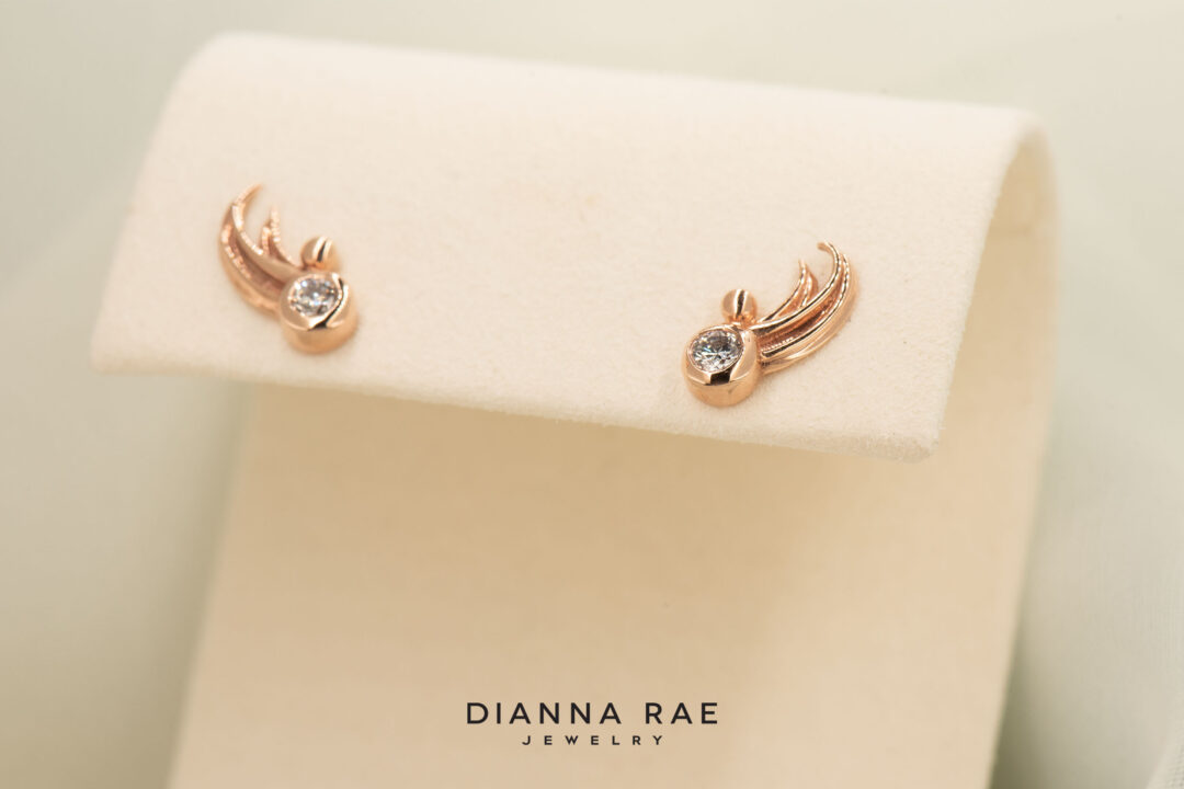 14K Rose Gold Space Angel Earring - Image 4