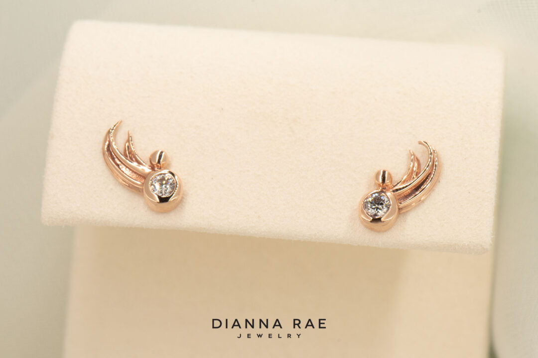 14K Rose Gold Space Angel Earring - Image 3