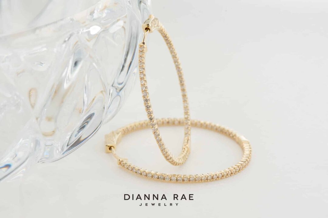 14kt Yellow Gold Diamond Hoops