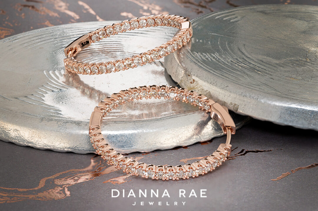 Rose Gold Diamond Hoop Earrings