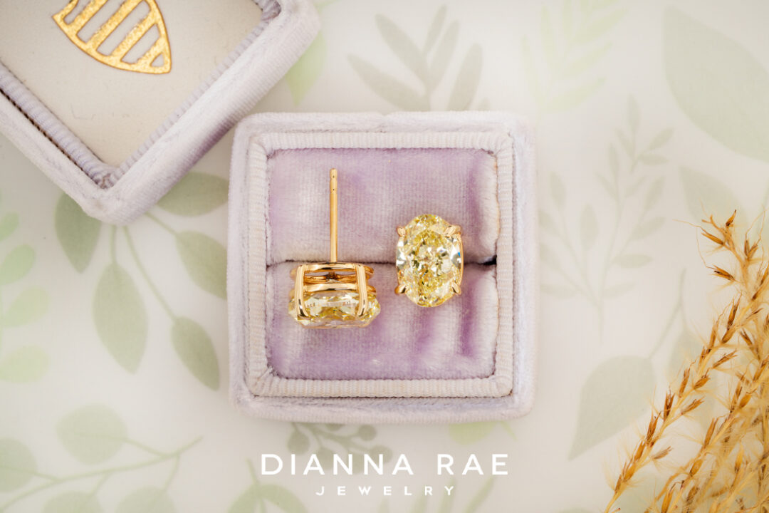 5.88 Carat Total Weight Natural Yellow Diamond Studs