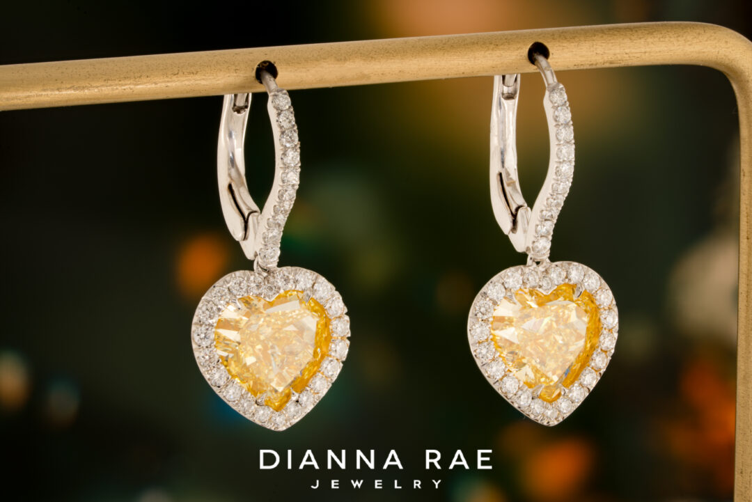 3.54 Carat Total Weight Natural Yellow Diamond Dangle Earrings - Image 2
