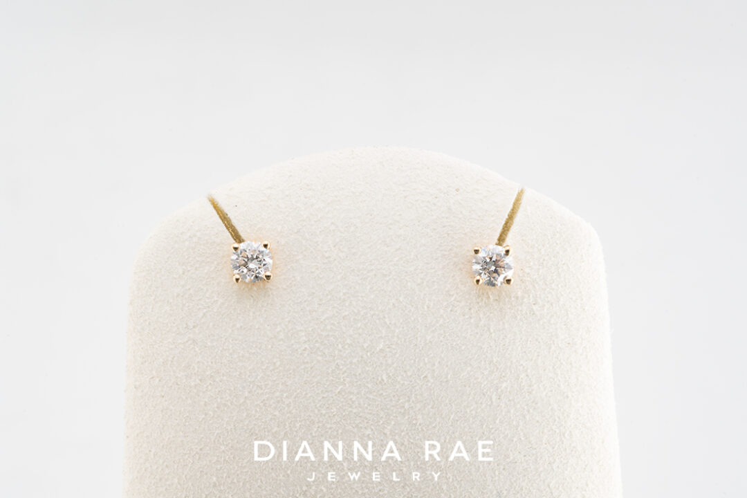 0.32 Carat Total Weight Yellow Gold Lab-Grown Diamond Studs