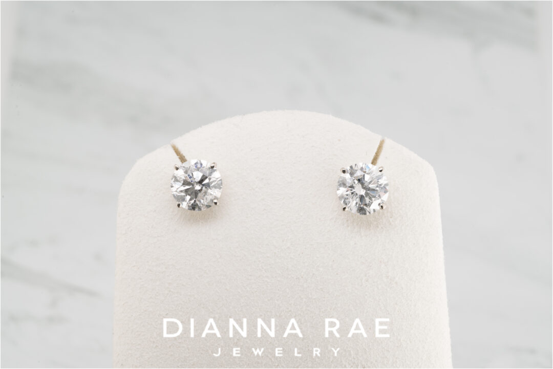 3.02 Carat Total Weight White Gold Natural Diamond Studs - Image 2