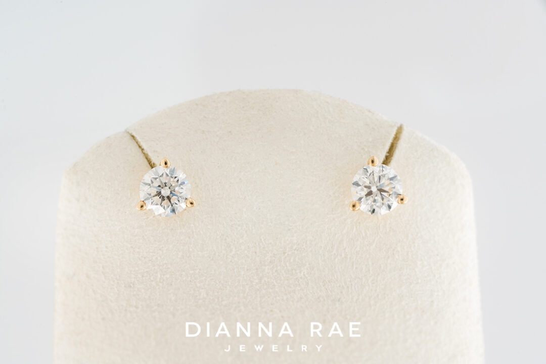 1.43Ct Yellow Gold Diamond Studs