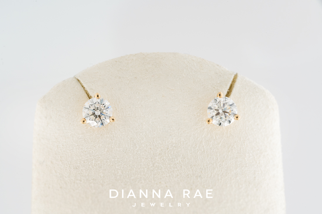 1.43Ct Yellow Gold Diamond Studs