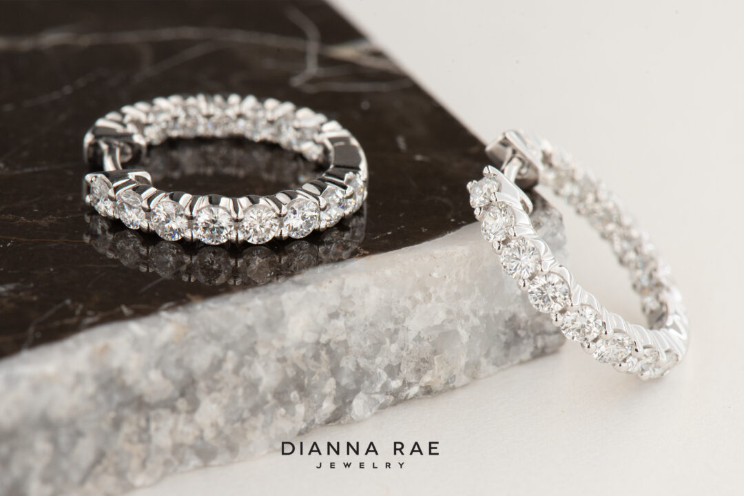 14K White Gold In & Out 2.00 Total Carat Weight Lab-Grown Diamond Hoops - Image 2