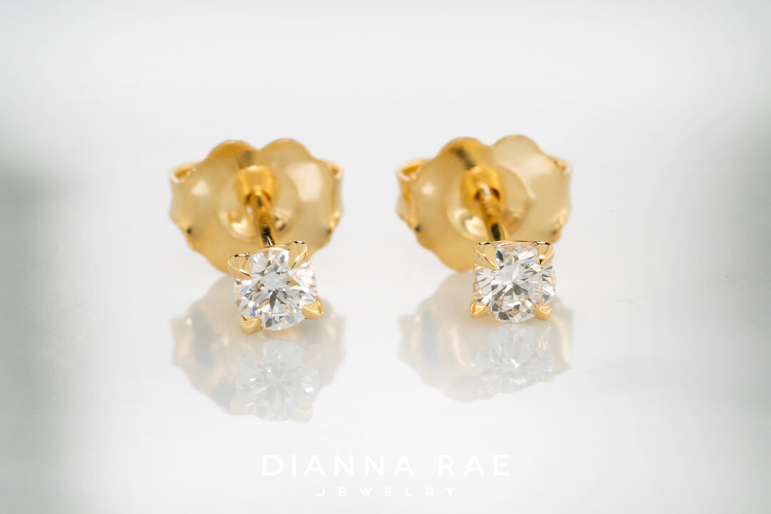 Yellow Gold Diamond Studs - Image 2