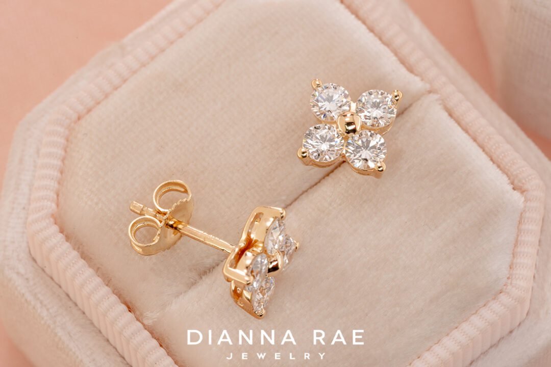 Lady's 14 Karat Yellow Gold 4 Stone Earrings - Image 2