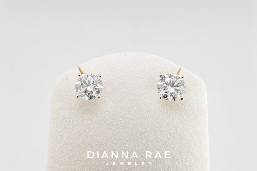 3.02 Carat Total Weight White Gold Natural Diamond Studs