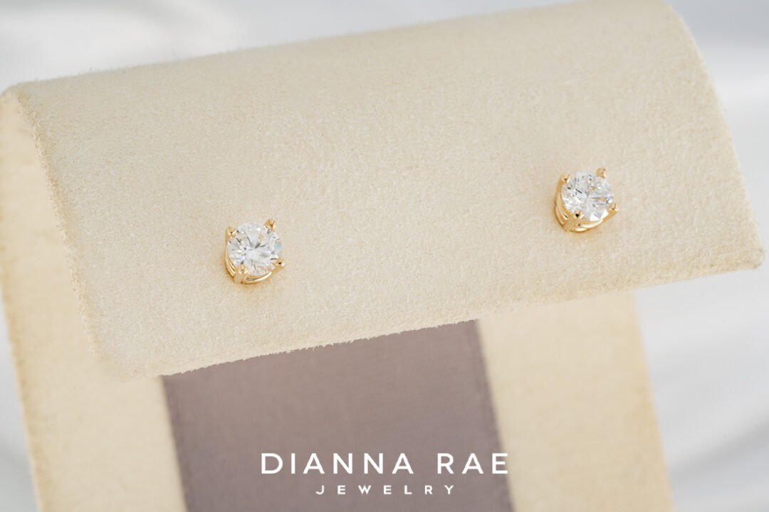 0.49 Carat Total Weight Yellow Gold Diamond Studs - Diamonds in Space