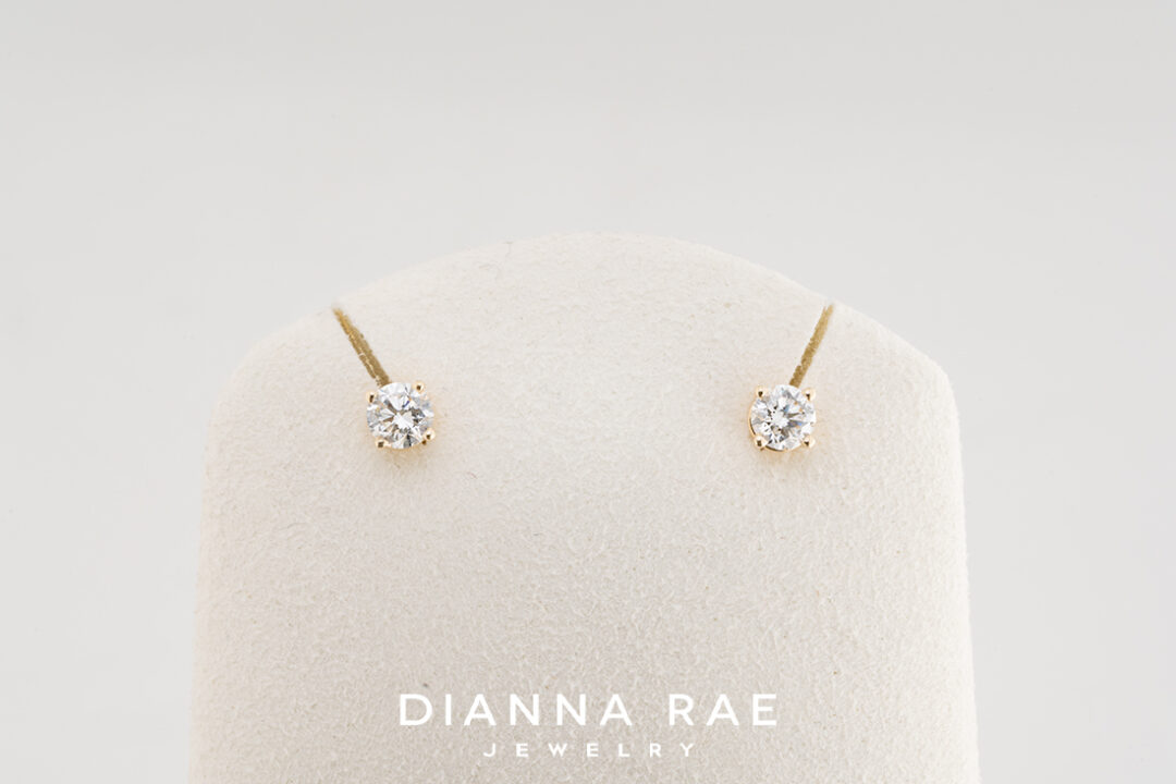 0.46 Carat Total Weight Yellow Gold Lab-Grown Diamond Studs - Diamonds in Space