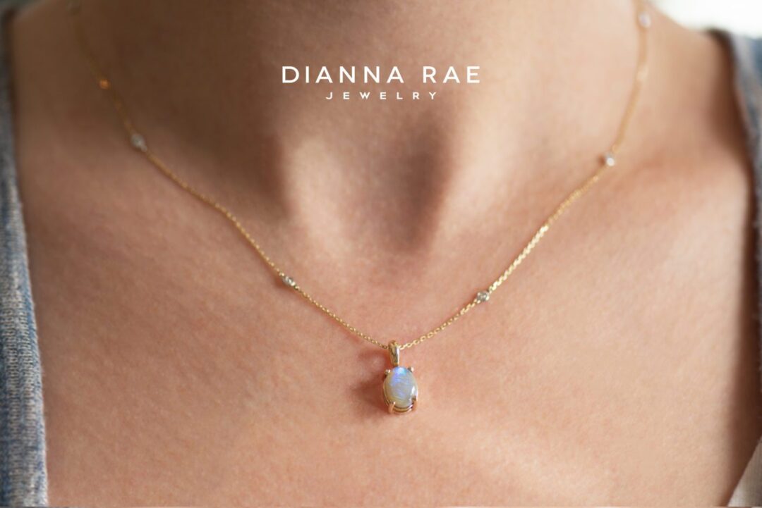 Yellow Gold Oval Opal Pendant - Image 2