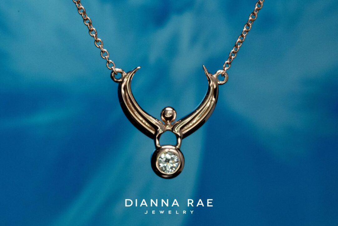 White Gold Space Angel Pendant - Small