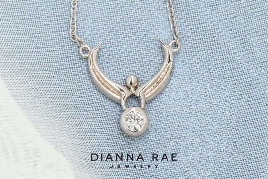 White Gold Space Angel Pendant - Small - Image 2