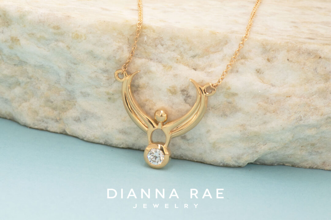 Yellow Gold Space Angel Pendant - Large - Image 2