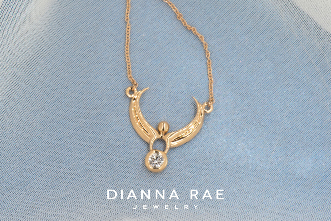 Yellow Gold Space Angel Pendant - Large - Image 3