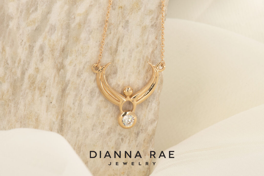 Yellow Gold Space Angel Pendant - Large