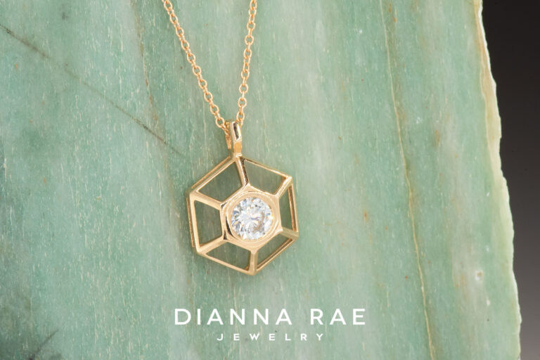 Yellow Gold Cupola Diamond Pendant - Small