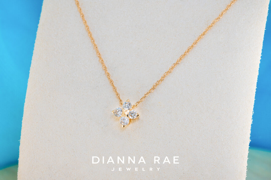 14K Yellow Gold Diamond Cluster Pendant - Image 2