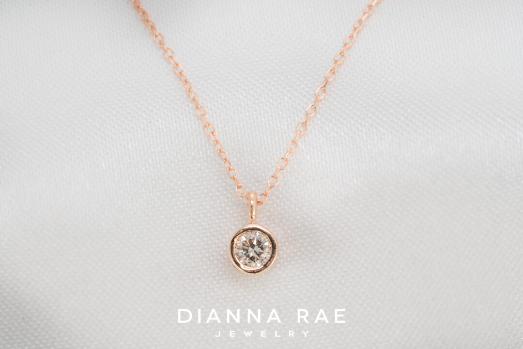 Rose Gold Diamond Bezel Pendant - Image 2