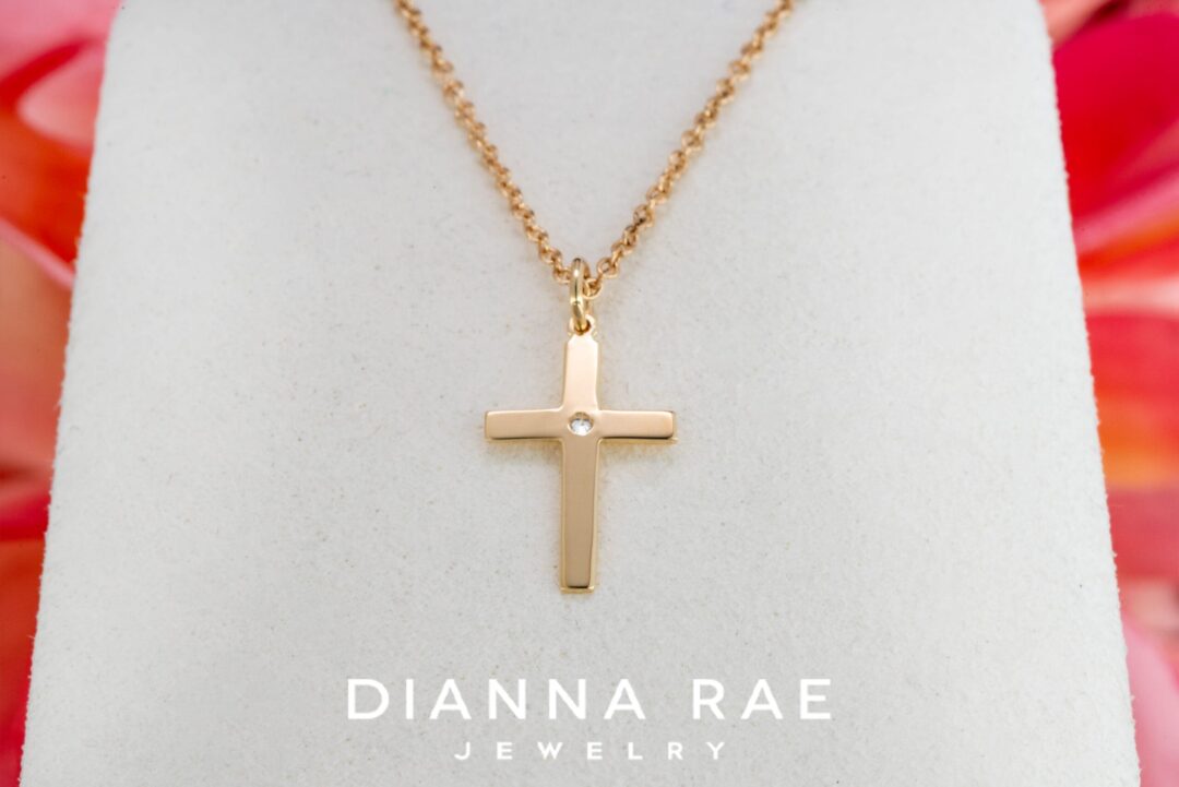 Small Gold Diamond Cross Necklace
