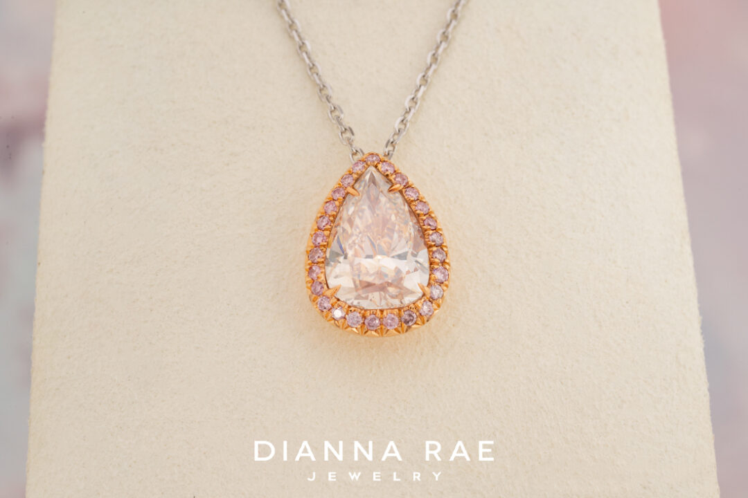 2.36 carat Pear Diamond Pendant with Pink Diamond Halo - Image 2